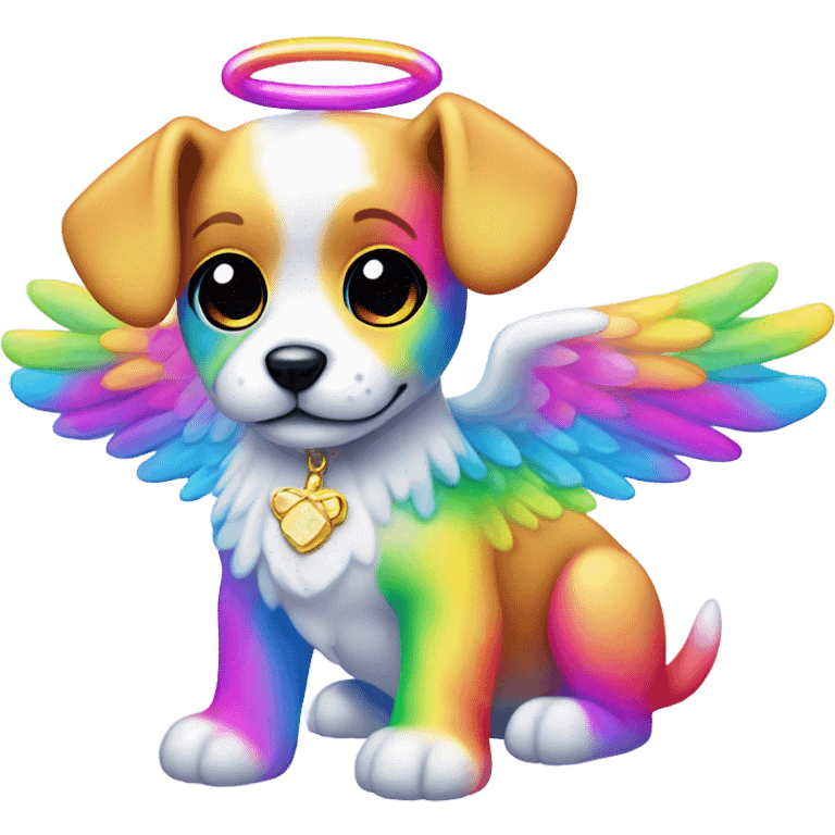 Lisa frank rainbow puppy with angel wings emoji