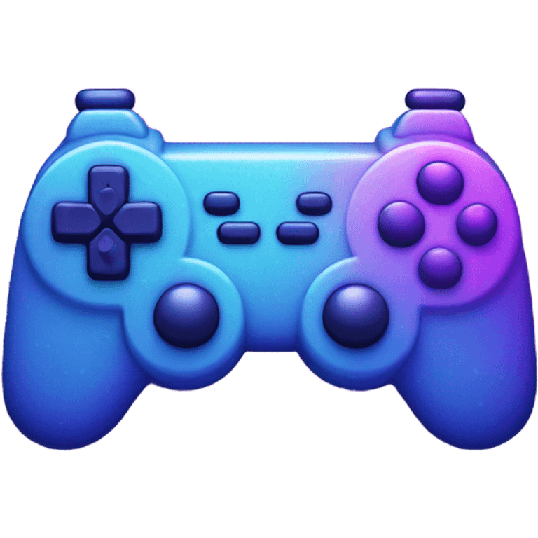 A pixel art gaming controller glowing in neon blue and purple, cyberpunk aesthetic. emoji