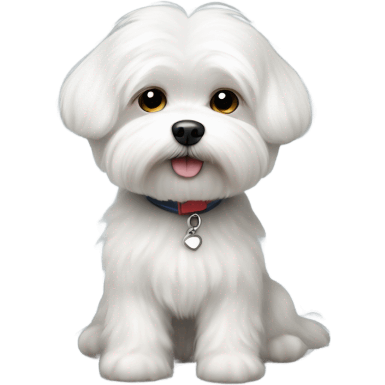 little white fluffy straight hair short haired maltese boy dog very cut and very fluffy emoji