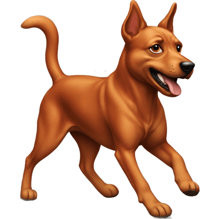 realistic solid red dog with pointed ears running emoji