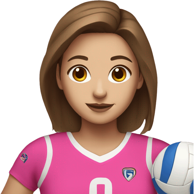 White Girl with Brown hair doing volleyball with pink clothes emoji