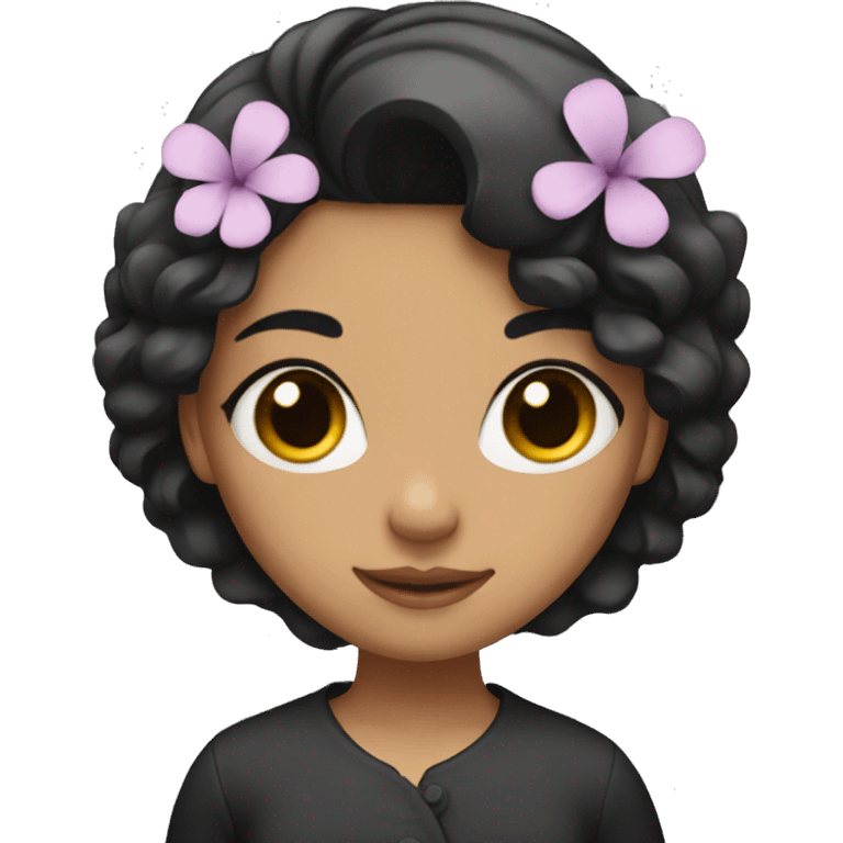 girl with black hair flower emoji