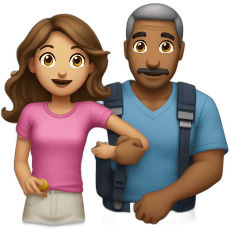 padre e hija disfrutando juntos un juego emoji