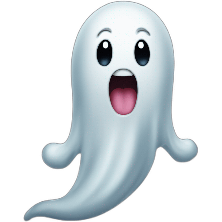 a funny little ghost who sticks out his tongue emoji