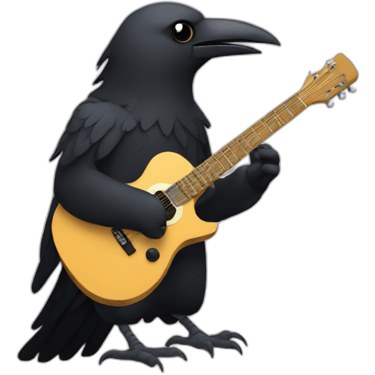 Crow playing elc guitar emoji