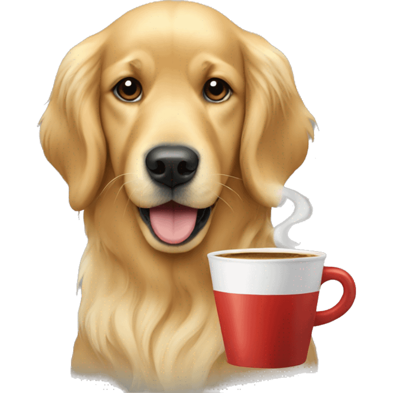 Golden retriever sipping coffee emoji