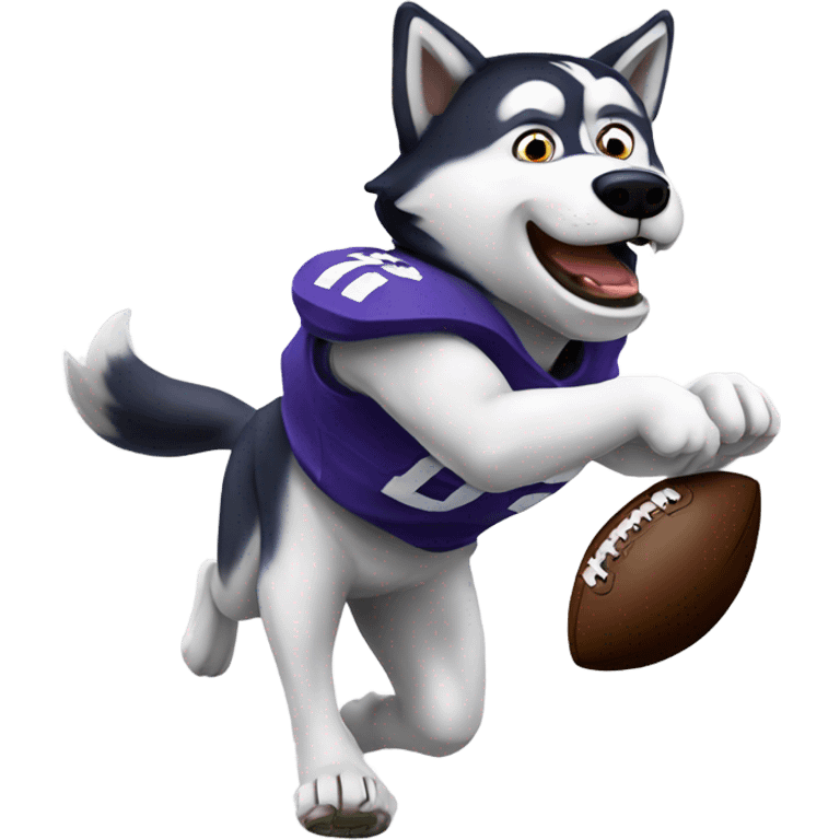 Harry the husky throwing a touchdown  emoji