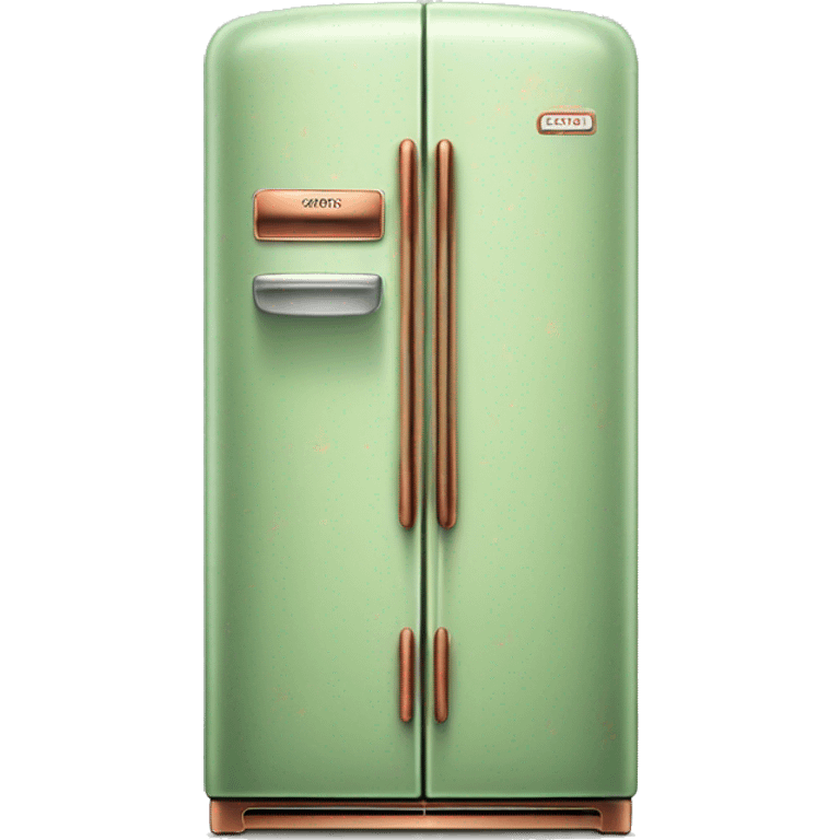 Realistic pastel green and metallic copper vintage fridge.  emoji