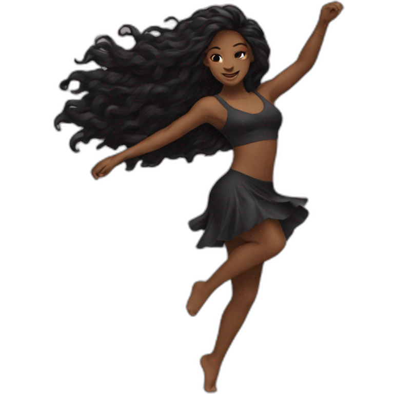 Beautiful Black women long hair dancing emoji