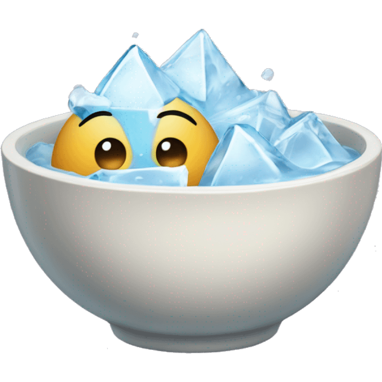 cute animated bowl with water and ice cubes  emoji