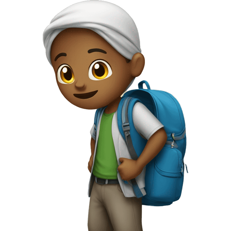 a muslim boy with backpack emoji