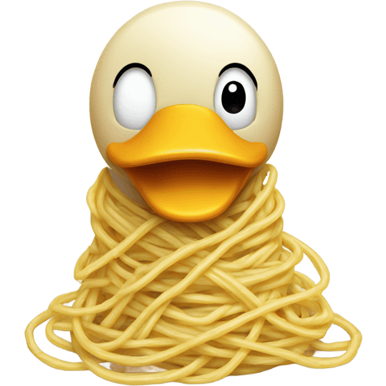 Duck being covered in spaghetti emoji