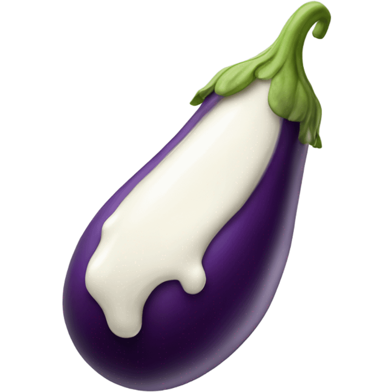 eggplant with milk oozing out milk from the bottom emoji