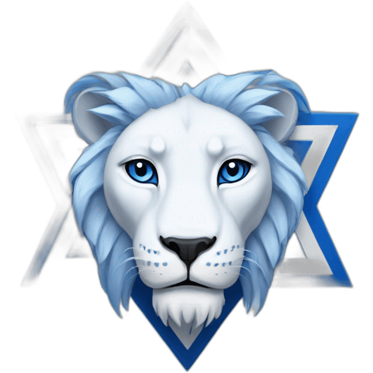 blue+white lion head in a Star of David emoji