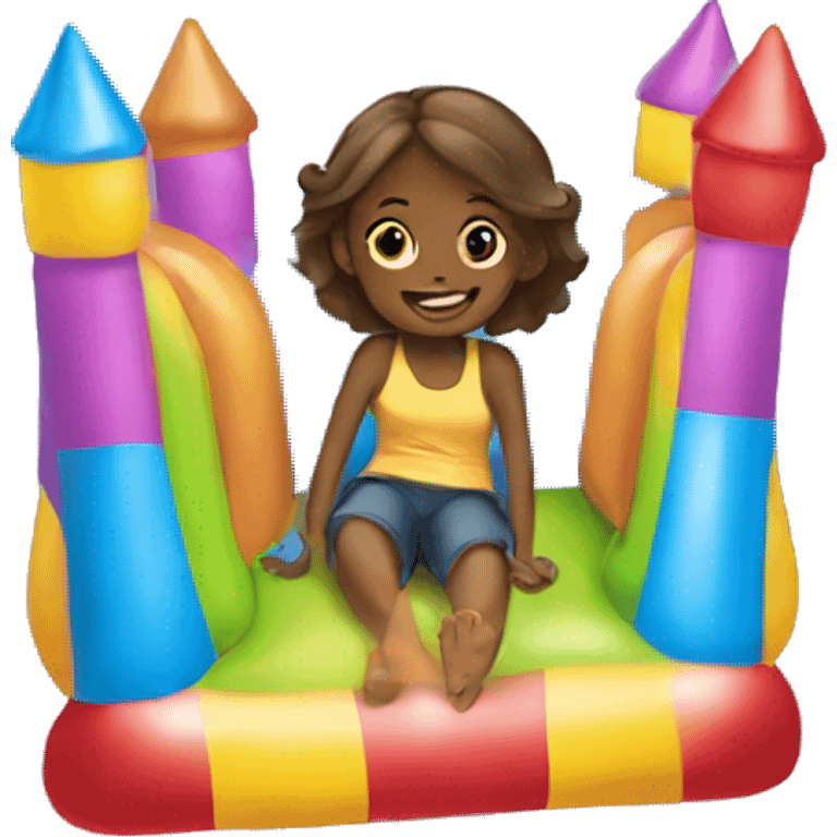 girl sitting in bouncy house emoji