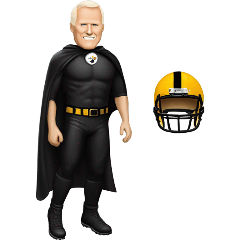 Terry Bradshaw Pittsburgh Steelers player in helmet and uniform with black cape. emoji