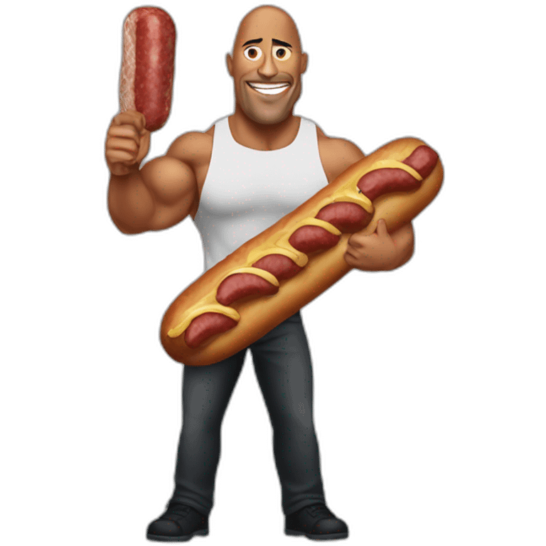 the rock holding a saussage emoji