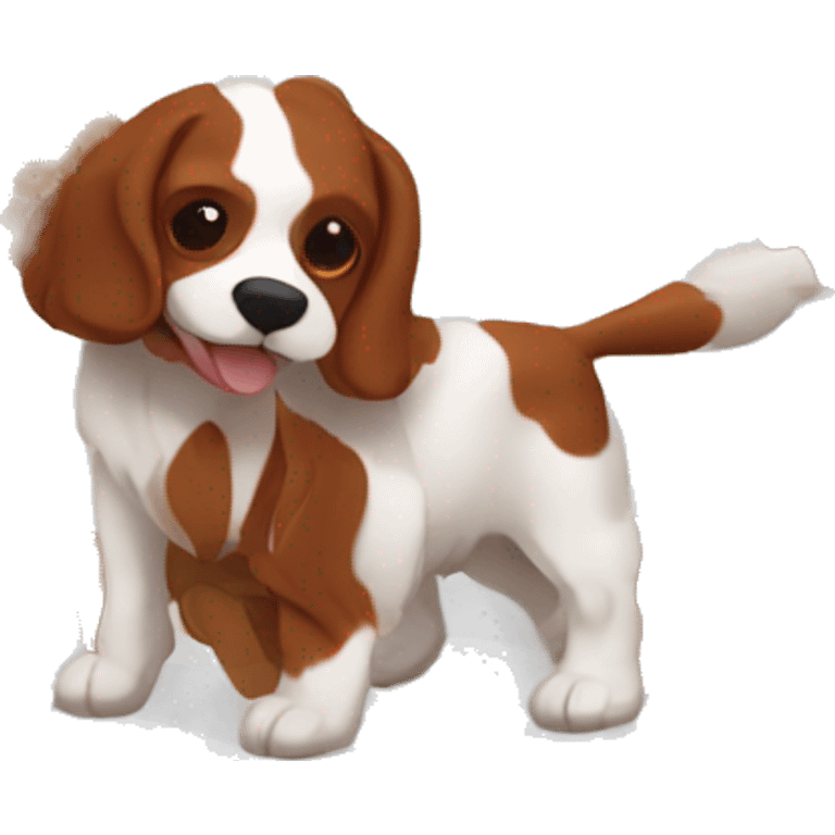 Red and white french britanny spaniel dog emoji