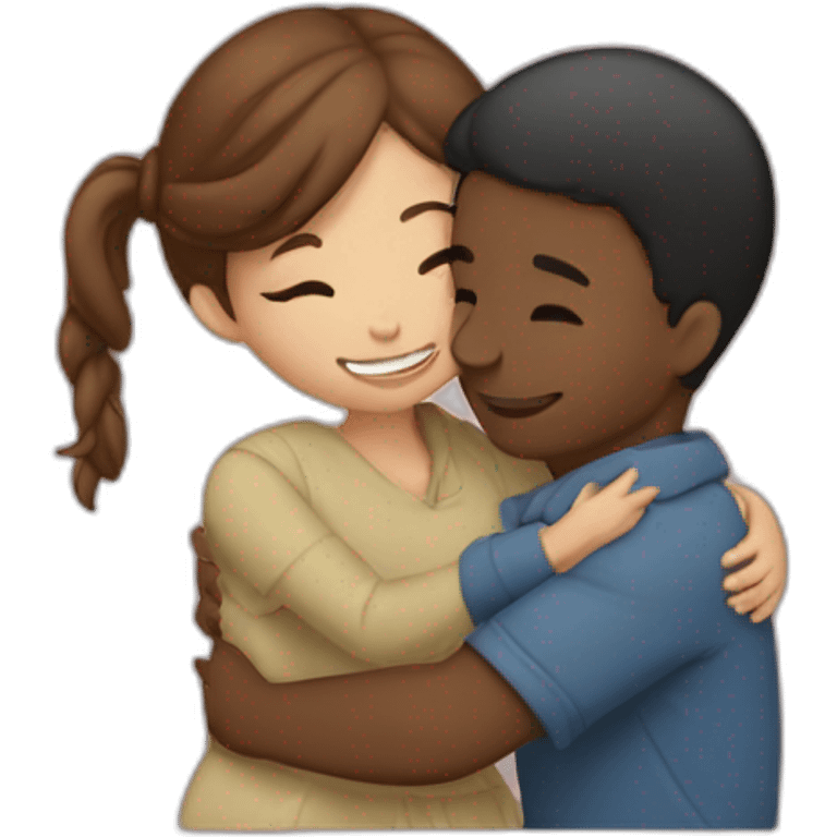 Boy hugging a girl in love emoji