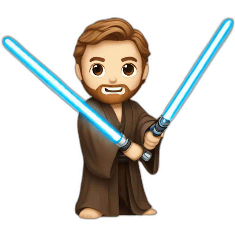 obiwan kenobi handing a blue lightsaber emoji