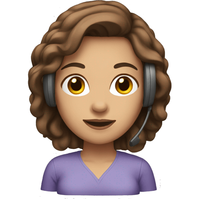 woman with headset long brown hair emoji