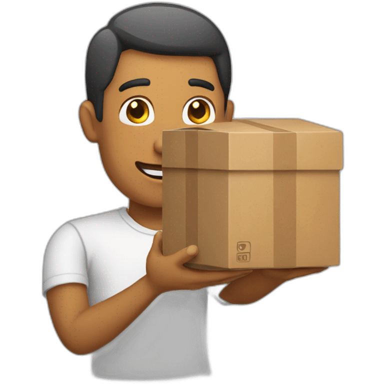 Man with box into the hands emoji