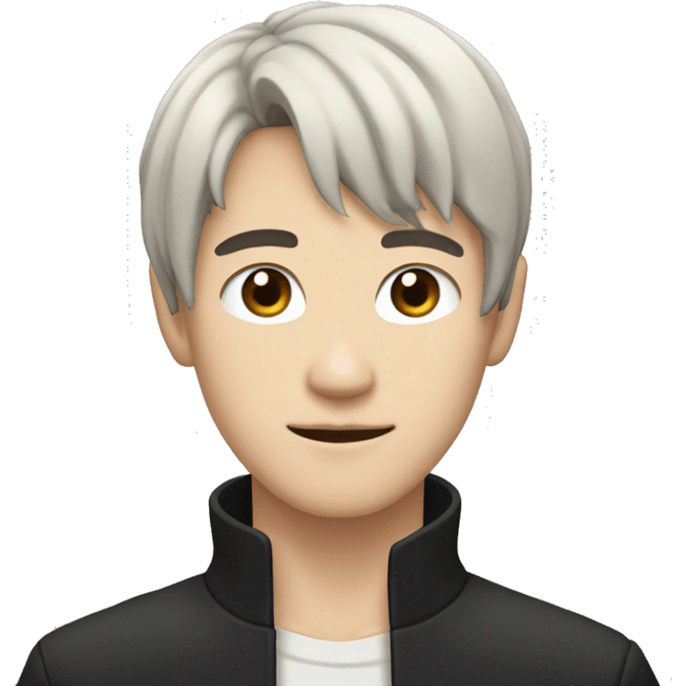 white skin color japanese man with black anime hair, make it from shoulders and create only one emoji emoji