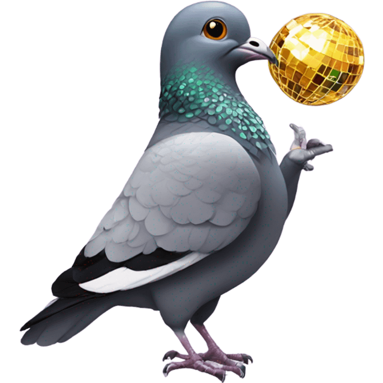 Pigeon with a disco ball  emoji