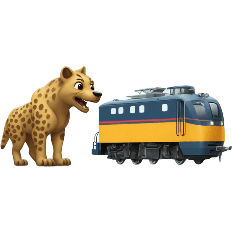 Strong locomotive Train handshaking hyena emoji