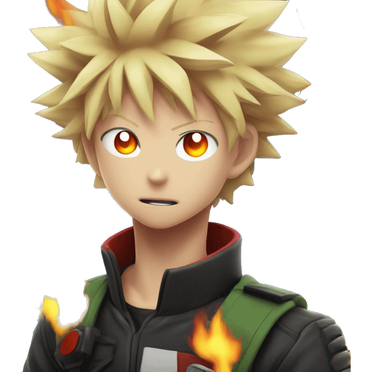 anime Bakugou Katsuki with fire  emoji