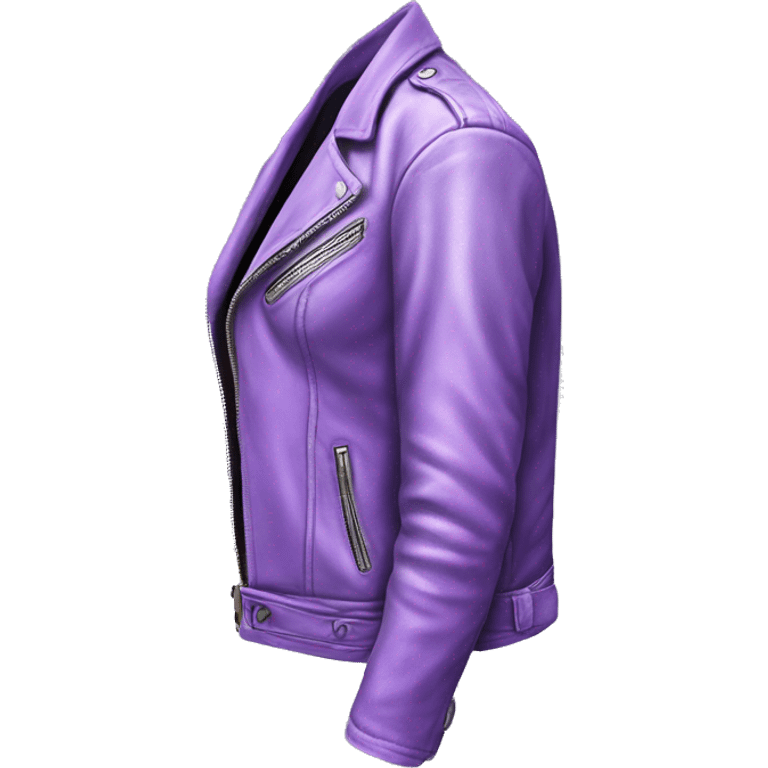 Realistic isolated side view of an open lavender to light purple ombre fashion leather jacket emoji