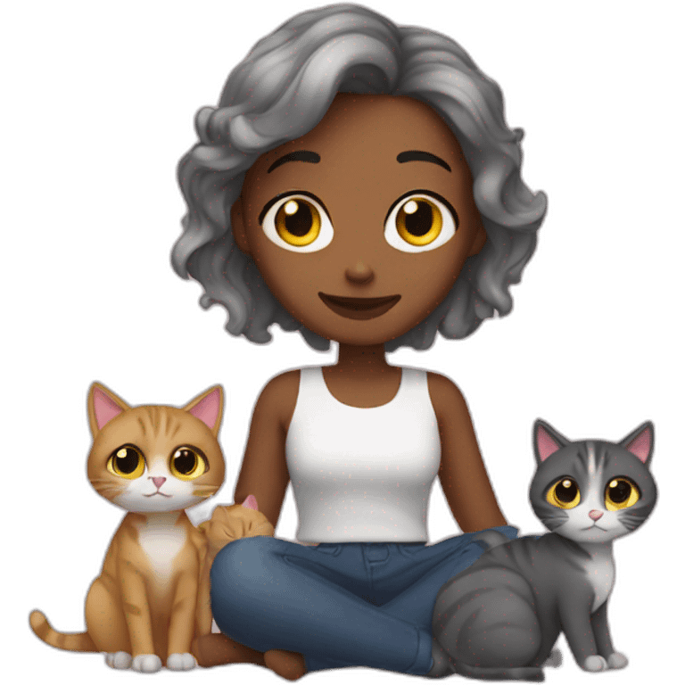 girl with her cats emoji