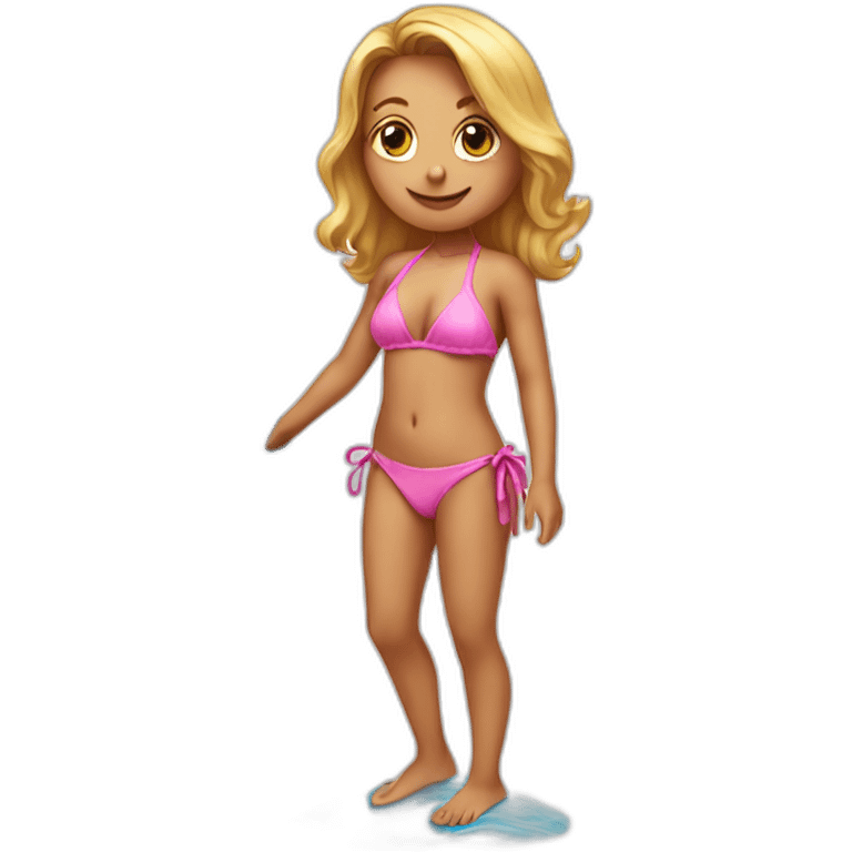 girl in pink bikini on a surfboard emoji