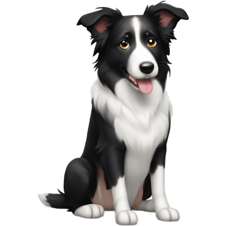 Short hair Black and white border collie pointy ears emoji