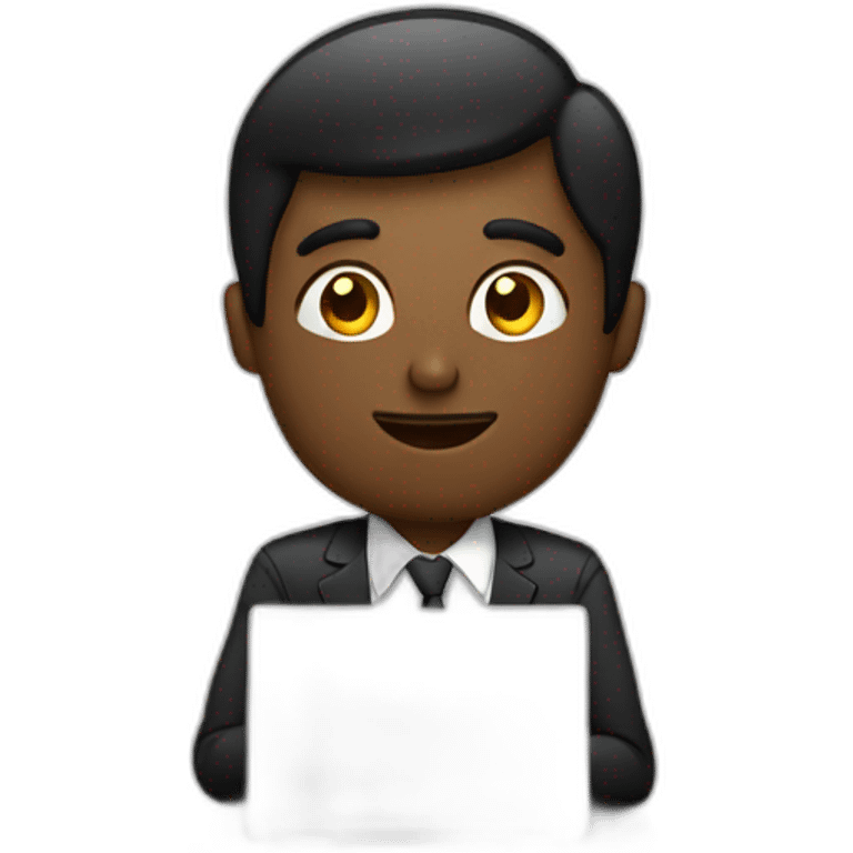 Homme noir travail ordinateur bureau emoji