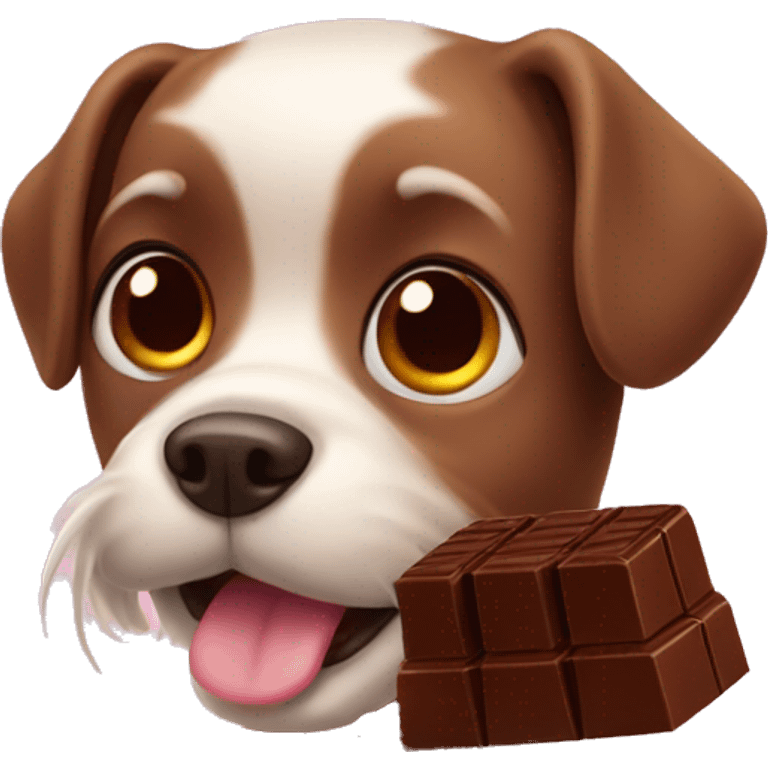 Cute dog with chocolate  emoji