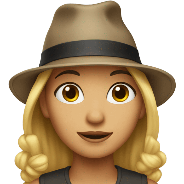 Ashley wearing hat emoji