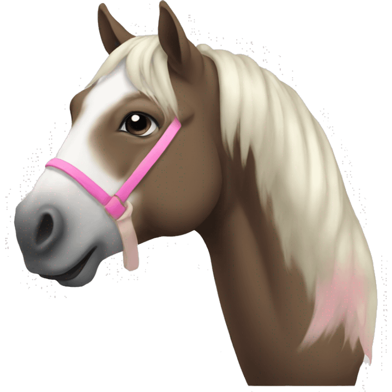 Horse with white blaze and pink muzzle emoji