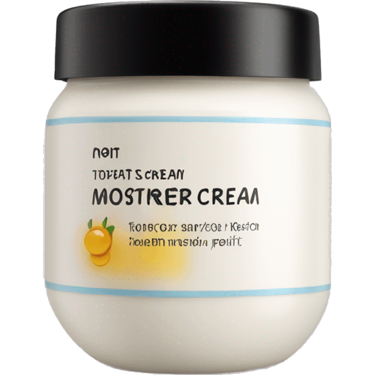 body moisturizer cream pot with label emoji