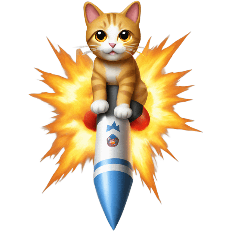 Cat riding a nuclear missile emoji