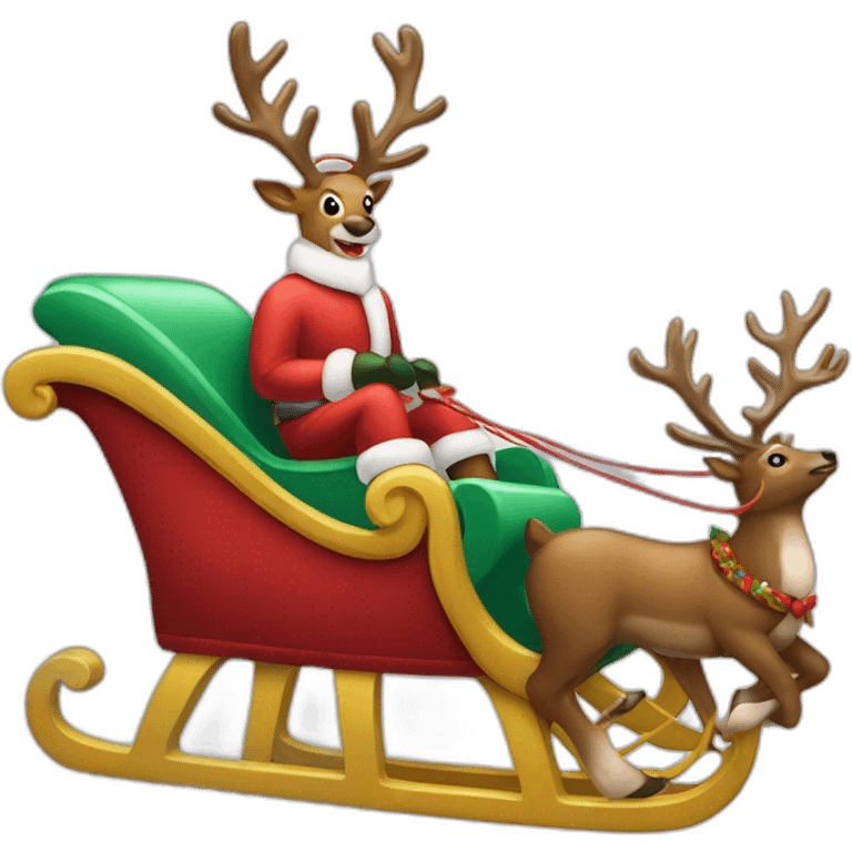 santana sleigh with reindeer emoji