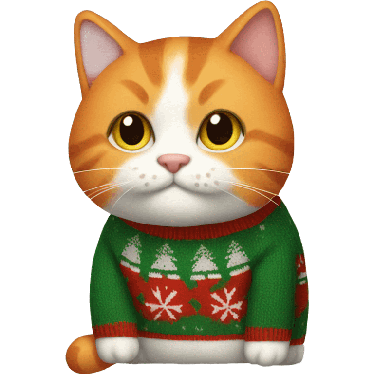 orange cat in a christmas sweater  emoji