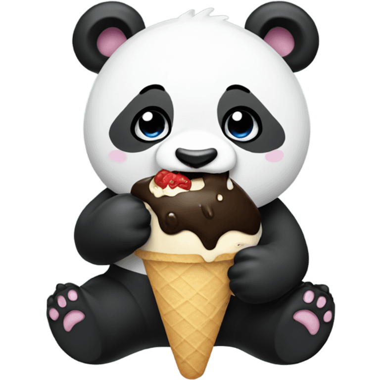 Panda eating ice cream emoji