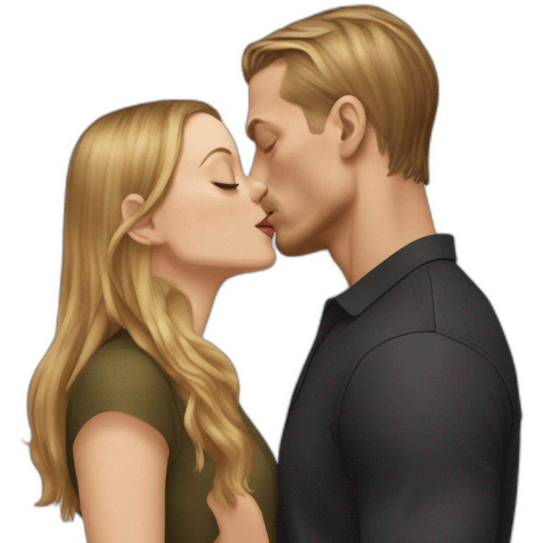 Joel Kinnaman kisses a white girl with light brown hair emoji