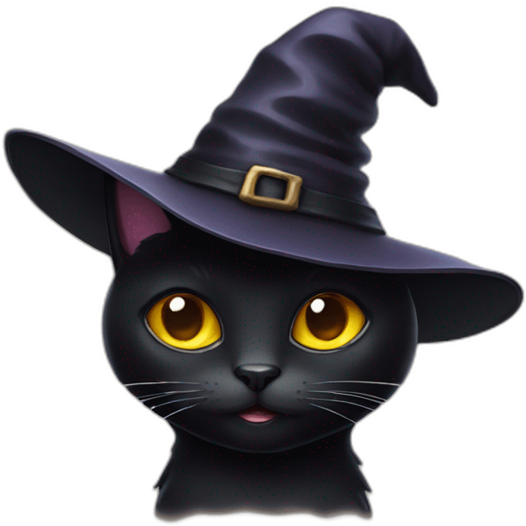 black cat with a witch hat emoji