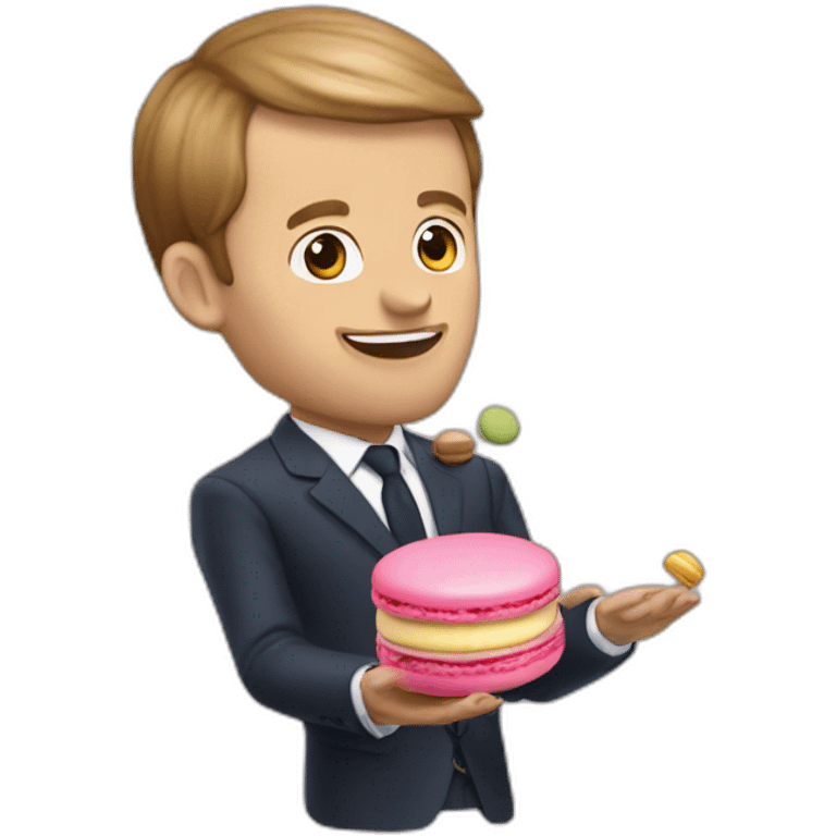 Macron qui mange un macaron emoji