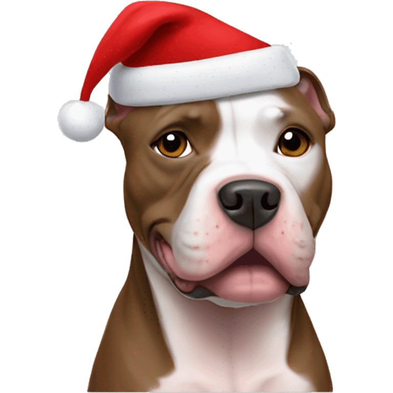 pitbull wearing santa hat emoji