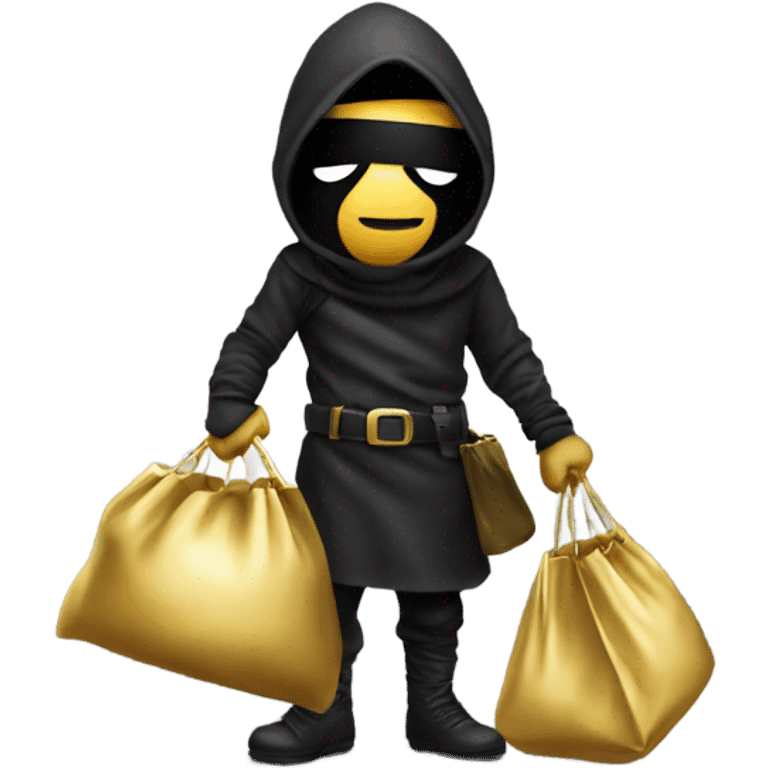 Robber emoji holding a bag with gold emoji