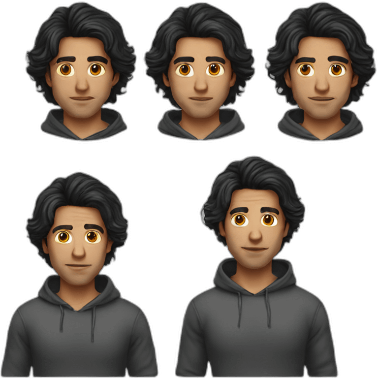 dark hair hoodie man realistic emoji