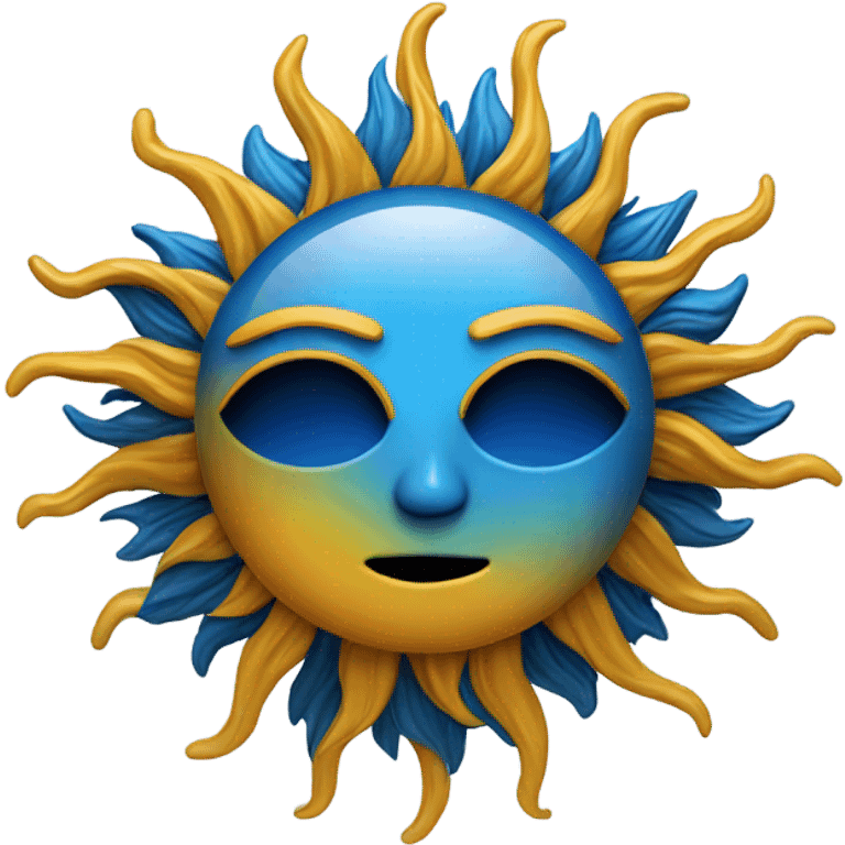 Blue and black sun emoji